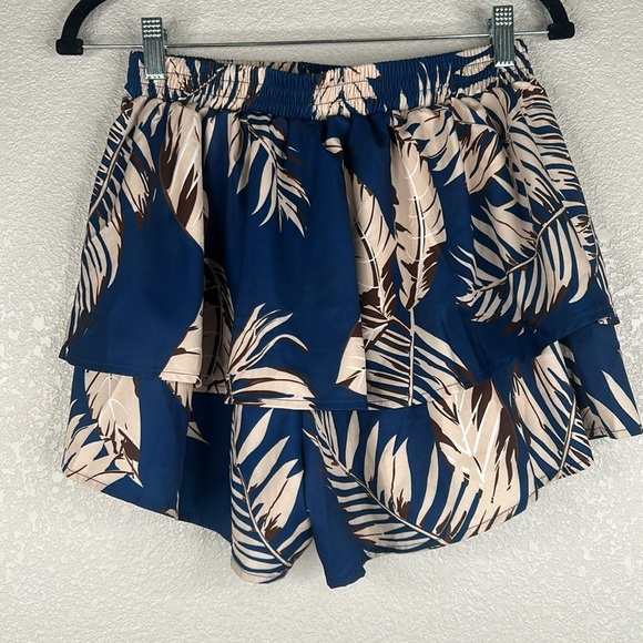 SHEIN Navy Tan Brown 2 Pc. Top & Skort Layered Ruffle Crop Top Size Medium - Picture 4 of 7